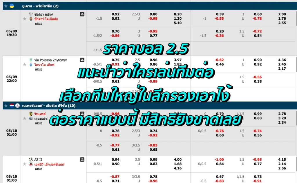 ราคาบอล 2.5 คือ