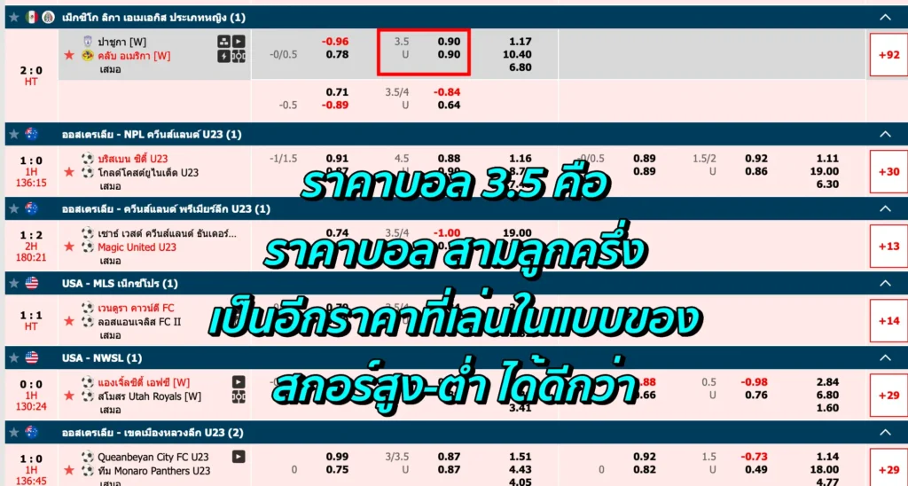 ราคาบอล 3.5 คือ
